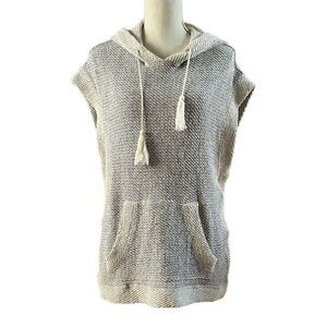 Michael Stars Gray Cream Knit Baja Sleeveless Hoodie XS